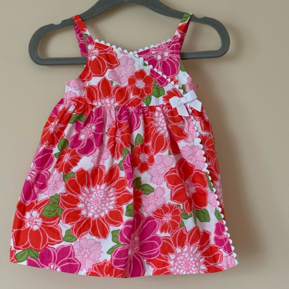 Gymboree Pink, Red & Green Floral Sundress with Bow